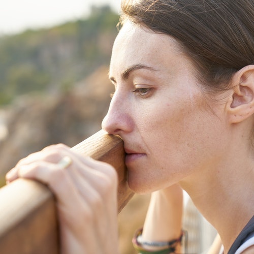 Woman looking sad and depressed